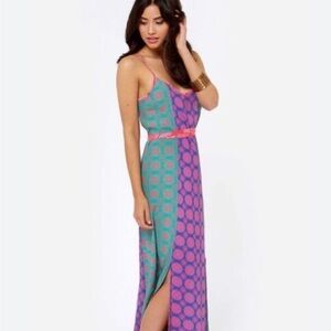 Lucy Love Mystic Red and Blue Print Maxi Dress